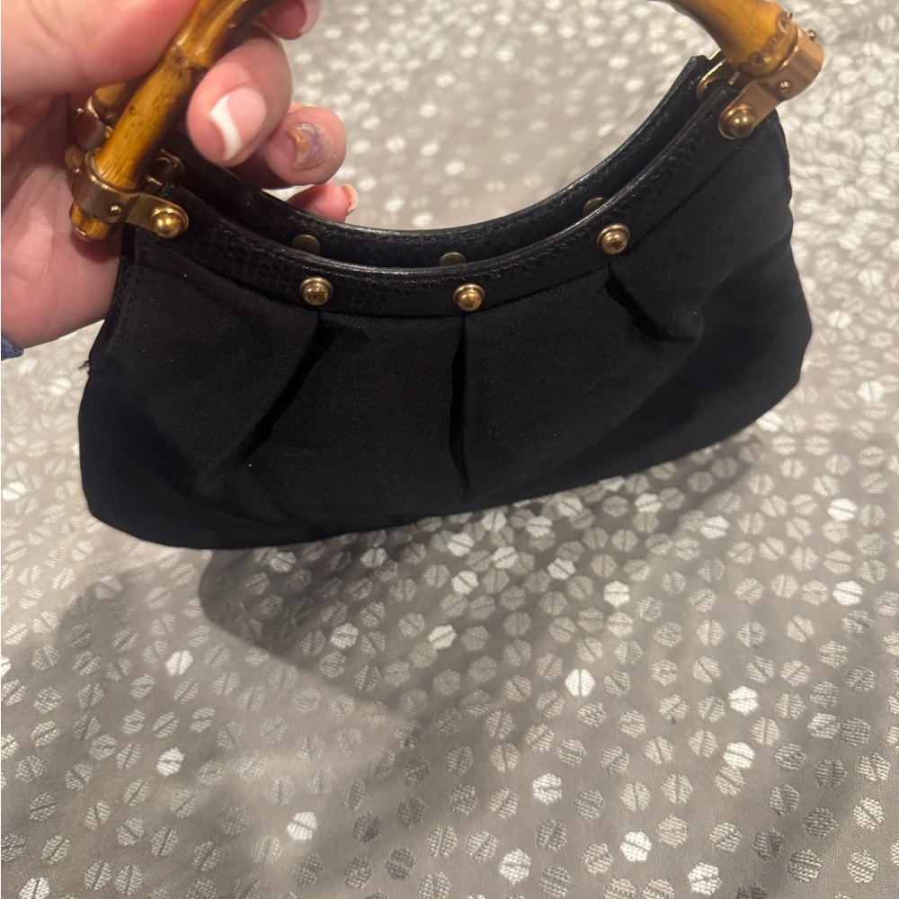 USED GUCCI MINI BAG WITH WOODEN HANDLE